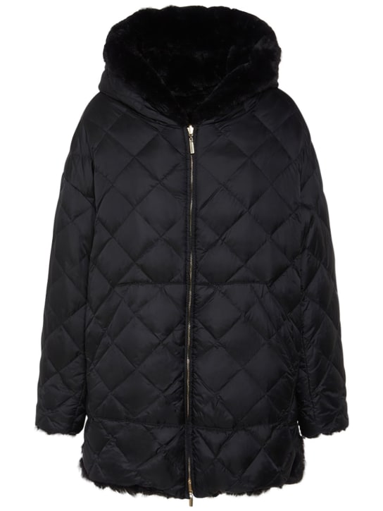Max Mara: Trefa reversible hooded down jacket - Black - women_0 | Luisa Via Roma
