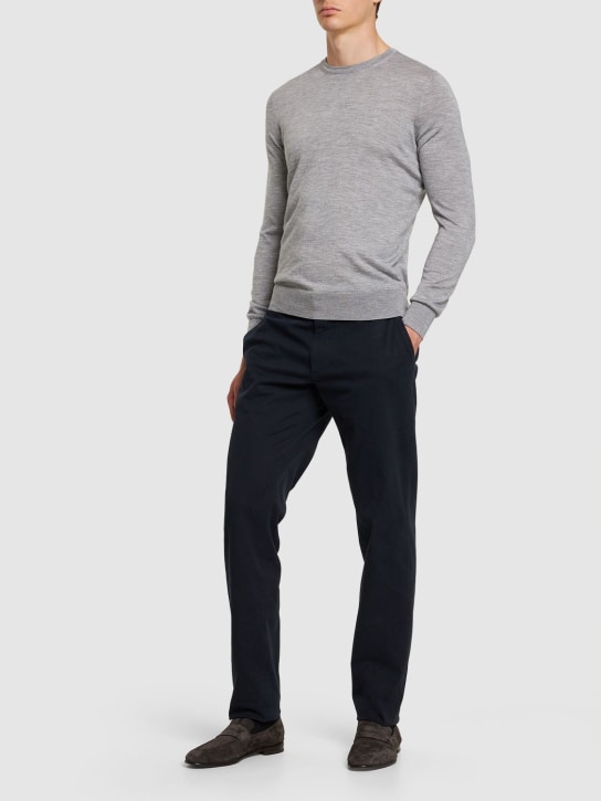 Zegna: Cashmere & silk crewneck sweater - Grey - men_1 | Luisa Via Roma