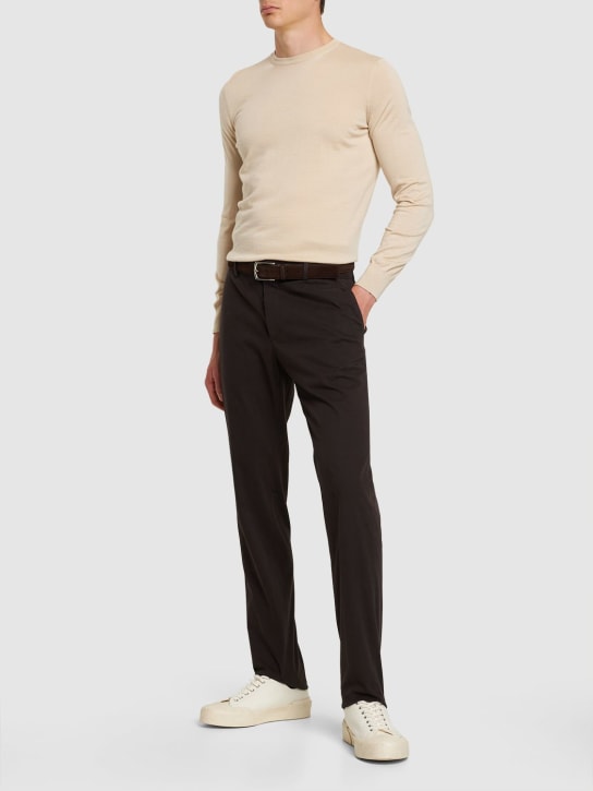 Zegna: Cashmere & silk crewneck sweater - Ivory - men_1 | Luisa Via Roma