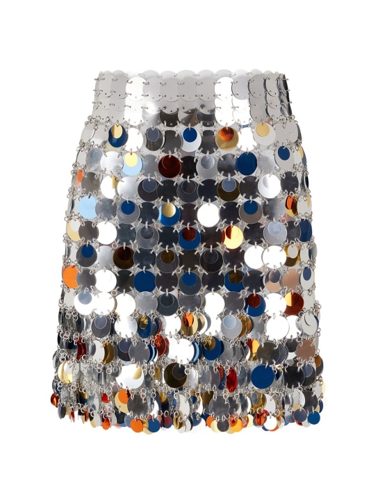 Rabanne: Sequined mini skirt - Silver - women_0 | Luisa Via Roma