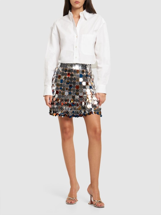 Rabanne: Sequined mini skirt - Silver - women_1 | Luisa Via Roma