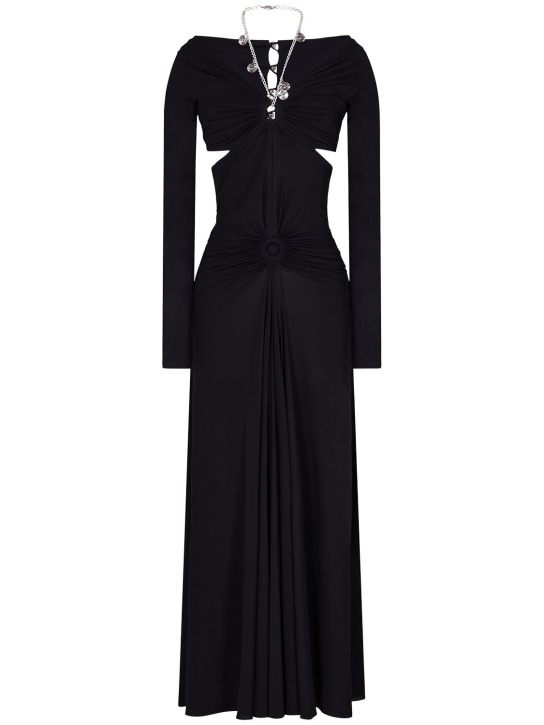 Rabanne: Jersey cutout halter neck long dress - Black - women_0 | Luisa Via Roma
