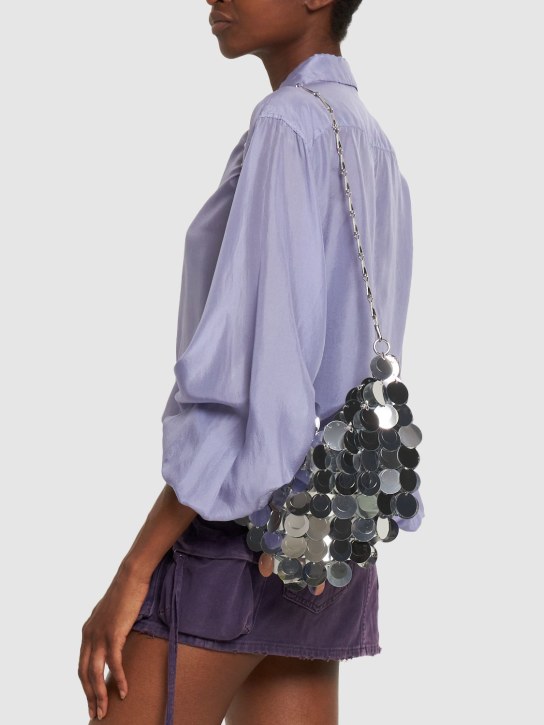 Rabanne: Sparkle hobo shoulder bag - Silver - women_1 | Luisa Via Roma