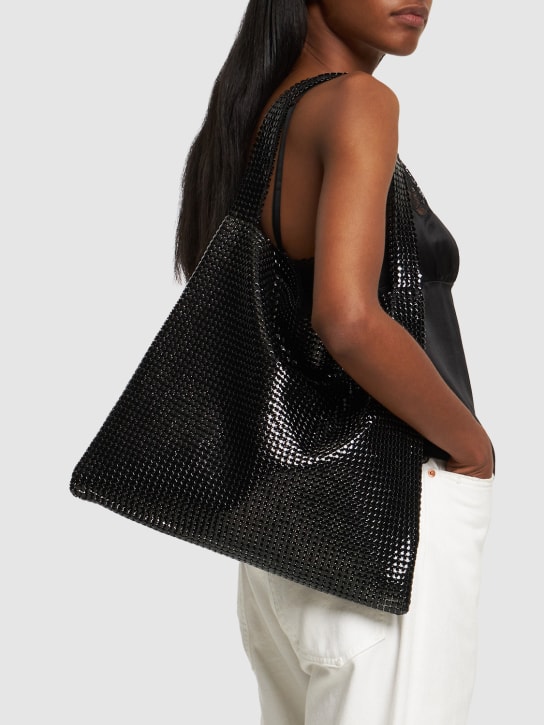 Rabanne: Medium Pixel Mesh shoulder bag - Siyah - women_1 | Luisa Via Roma