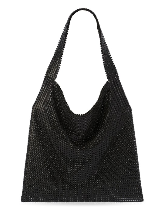 Rabanne: Medium Pixel Mesh shoulder bag - Black - women_0 | Luisa Via Roma