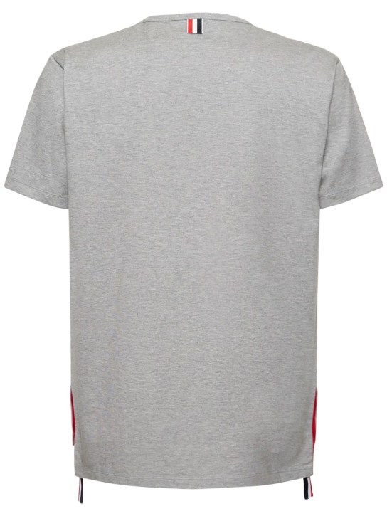 Thom Browne: Striped pocket cotton t-shirt - Grey - men_4 | Luisa Via Roma