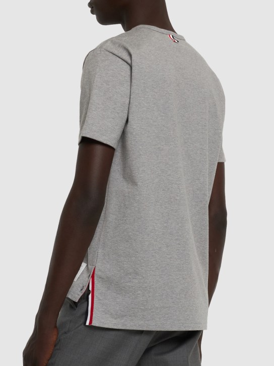 Thom Browne: Striped pocket cotton t-shirt - Grey - men_2 | Luisa Via Roma