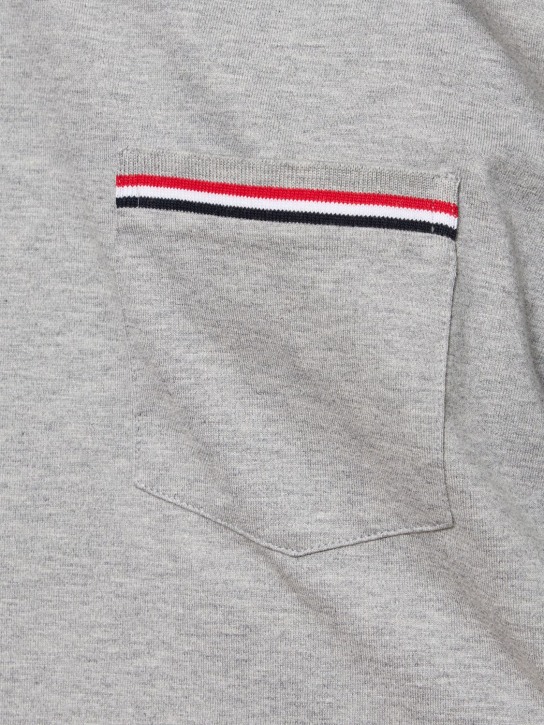 Thom Browne: Striped pocket cotton t-shirt - Grey - men_3 | Luisa Via Roma