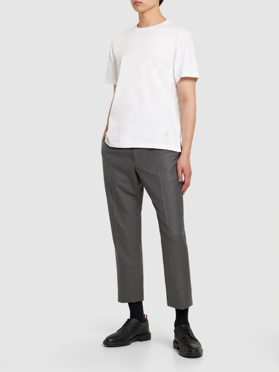 Thom Browne: 休闲版型棉质平纹针织T恤 - 白色 - men_1 | Luisa Via Roma