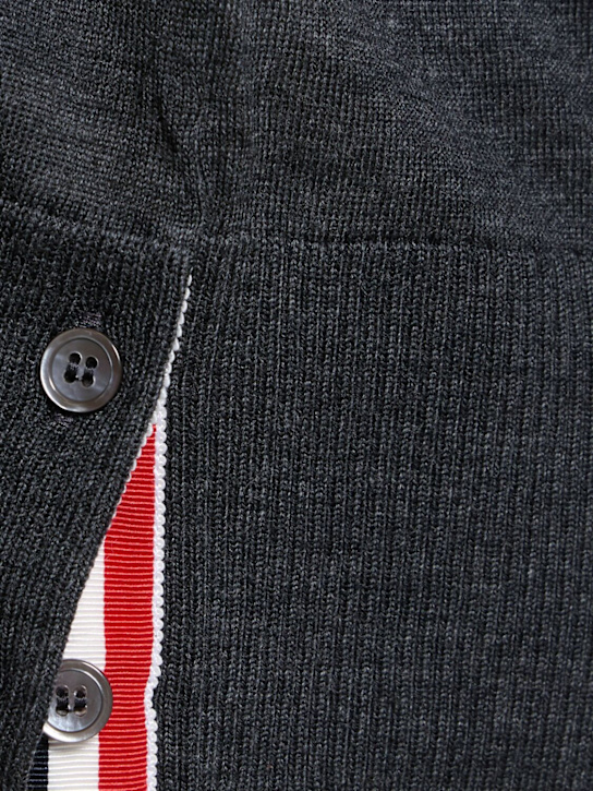 Thom Browne: Wool crewneck sweater - Dark Grey - men_3 | Luisa Via Roma