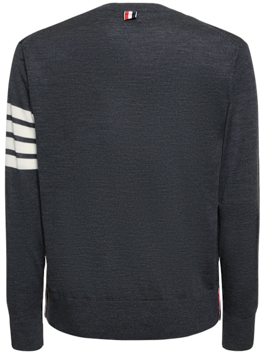 Thom Browne: Wool crewneck sweater - Dark Grey - men_4 | Luisa Via Roma