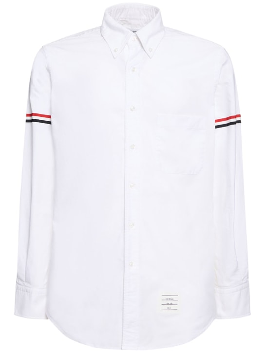 Thom Browne: Classic oxford button down shirt - Beyaz - men_0 | Luisa Via Roma