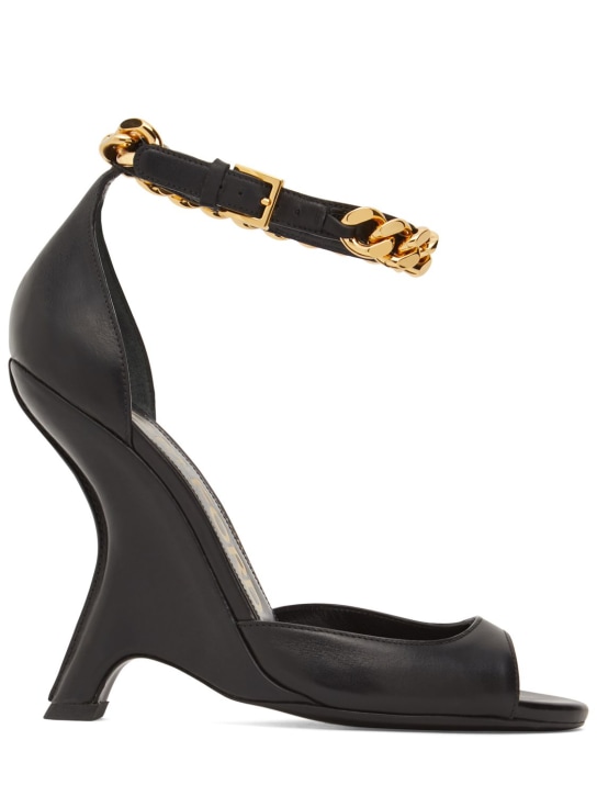 Tom Ford: 105mm Iconic Chain leather sandals - Black - women_0 | Luisa Via Roma