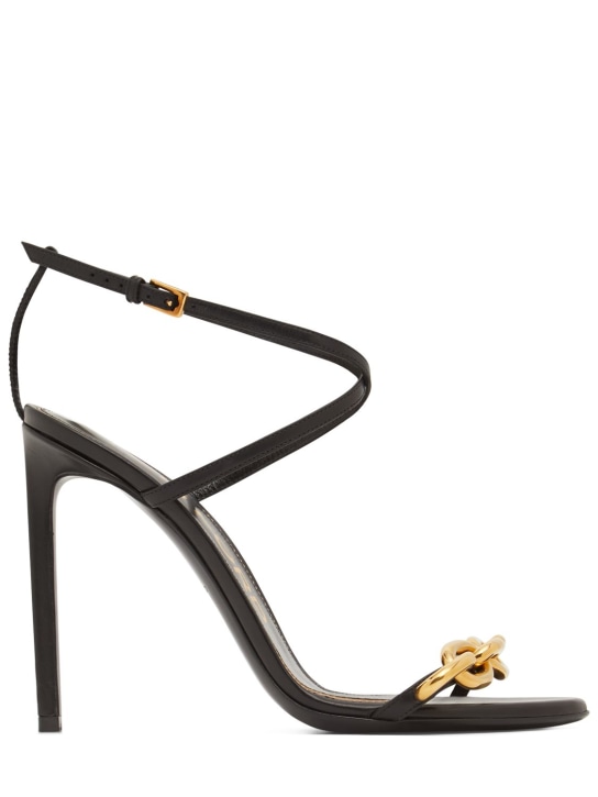 Tom Ford: 105毫米链条皮革凉鞋 - 黑色 - women_0 | Luisa Via Roma