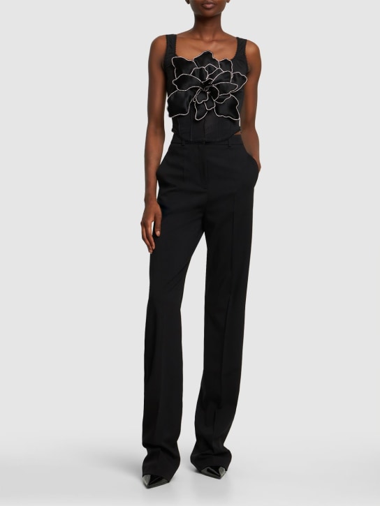 Mach & Mach: Classic羊毛混纺直筒裤 - 黑色 - women_1 | Luisa Via Roma