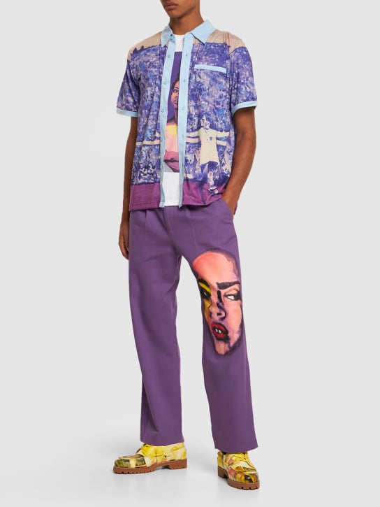KidSuper Studios: Camicia in raso stampato stretch - Multicolore - men_1 | Luisa Via Roma