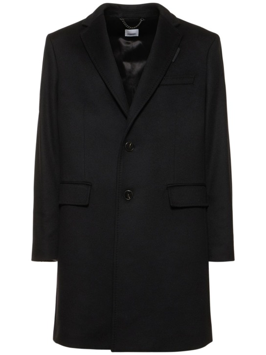 Burberry: Callen mid length wool blend coat - Black - men_0 | Luisa Via Roma