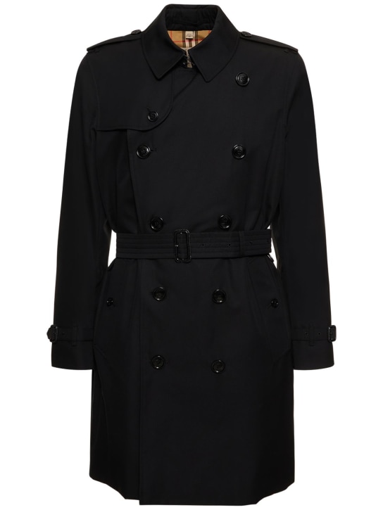 Burberry: Kensington cotton trench coat - Black - men_0 | Luisa Via Roma