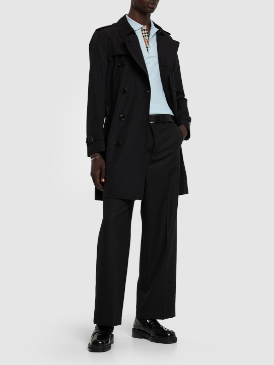 Burberry: Trench-coat en coton Kensington - Noir - men_1 | Luisa Via Roma