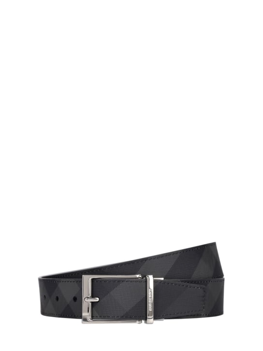Burberry: 35mm Louis leather belt - Charcoal - men_0 | Luisa Via Roma