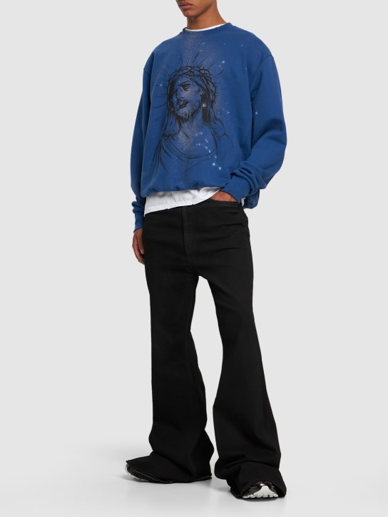 Someit: Jesus printed & painted sweatshirt - Blue/Multi - men_1 | Luisa Via Roma