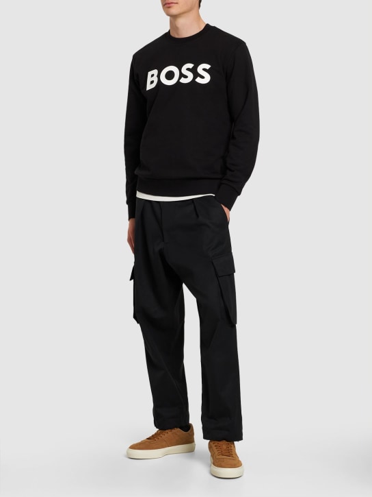 Boss: Sweatshirt aus Baumwolle mit Logo - Schwarz - men_1 | Luisa Via Roma