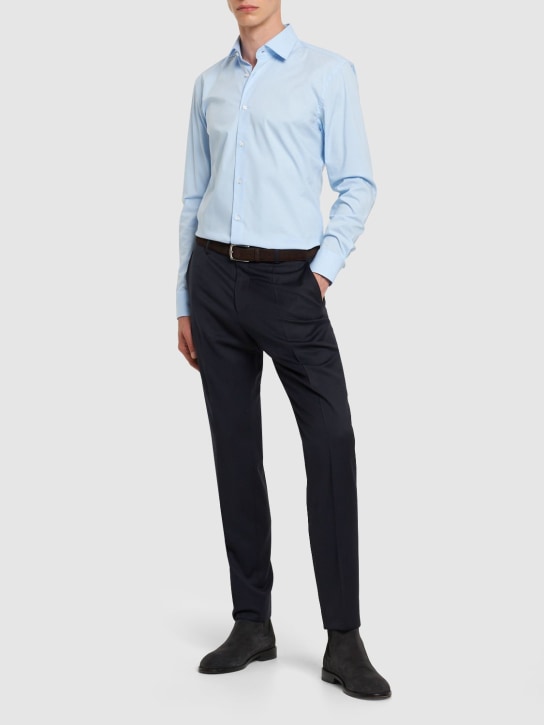 Boss: Camisa de algodón popelina - Azul Claro - men_1 | Luisa Via Roma