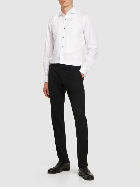 Boss: Hank cotton tuxedo shirt - White - men_1 | Luisa Via Roma