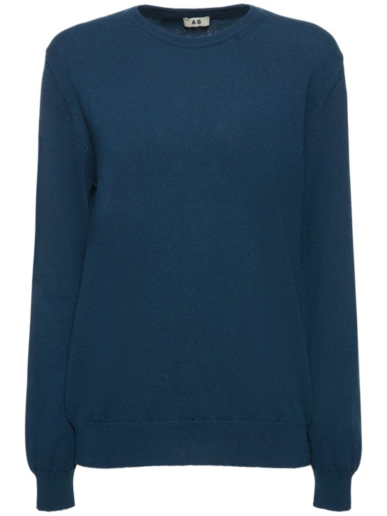 Annagreta: Lorenzo cashmere crewneck sweater - Mavi - women_0 | Luisa Via Roma