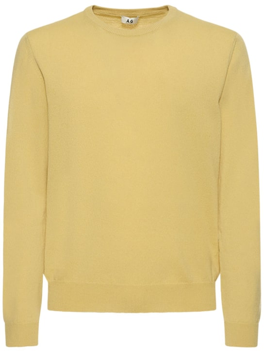 Annagreta: Lorenzo cashmere crewneck sweater - Sarı - men_0 | Luisa Via Roma