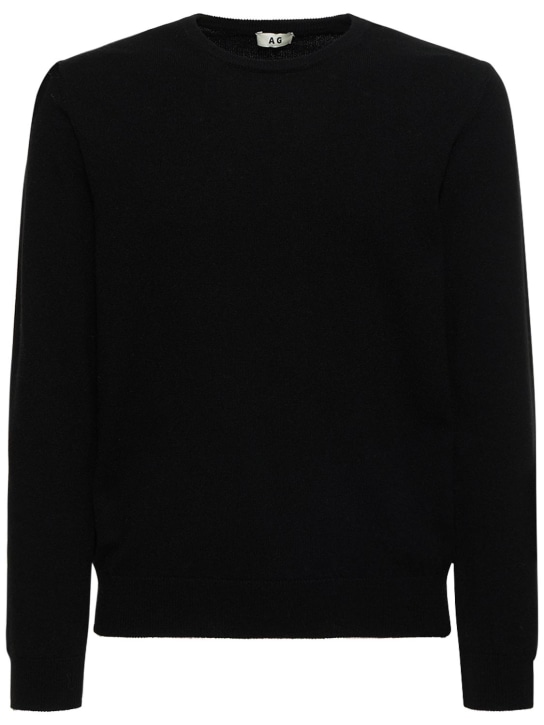 Annagreta: Lorenzo cashmere crewneck sweater - Black - men_0 | Luisa Via Roma