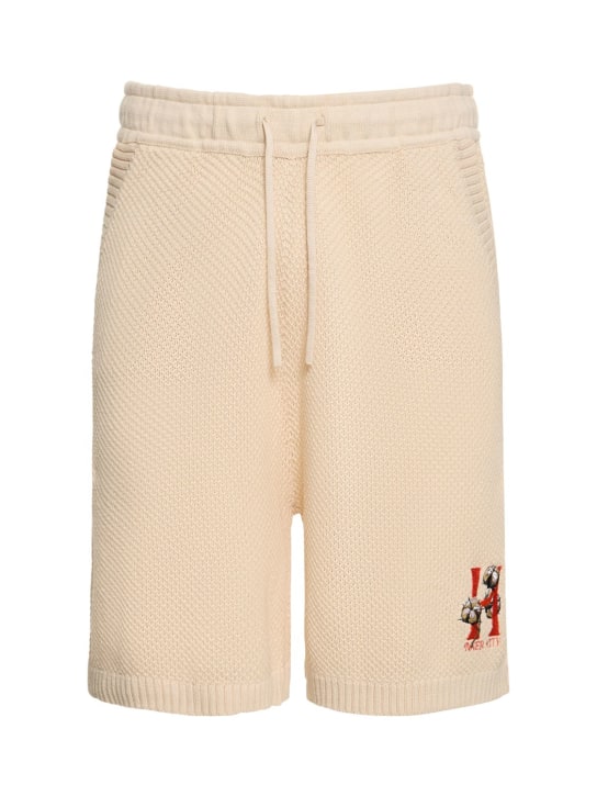Honor the Gift: Shorts in maglia di cotone con logo - Beige - men_0 | Luisa Via Roma