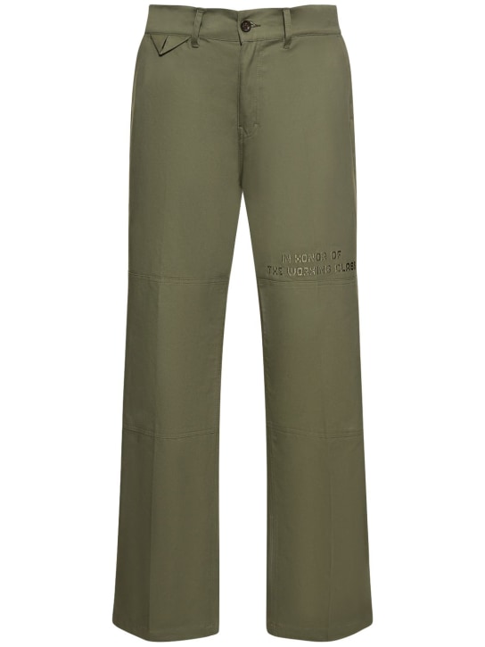 Honor the Gift: Pantaloni workwear in twill di cotone - Verde - men_0 | Luisa Via Roma