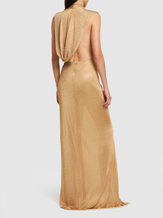 Costarellos: Hedy jersey lurex knotted long dress - women_3 | Luisa Via Roma