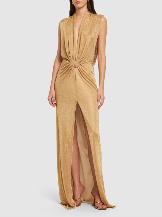 Costarellos: Hedy jersey lurex knotted long dress - women_1 | Luisa Via Roma
