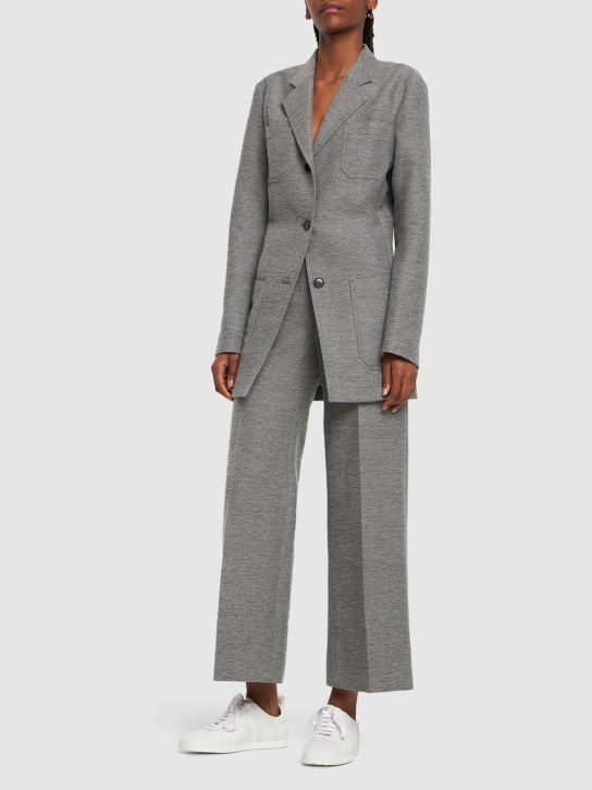 Toteme: Slim wool blend blazer - Grey - women_1 | Luisa Via Roma