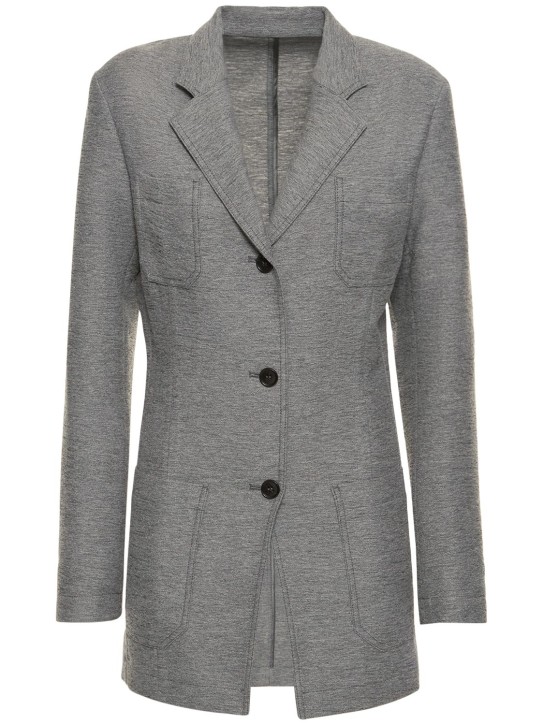 Toteme: Slim wool blend blazer - Gri - women_0 | Luisa Via Roma
