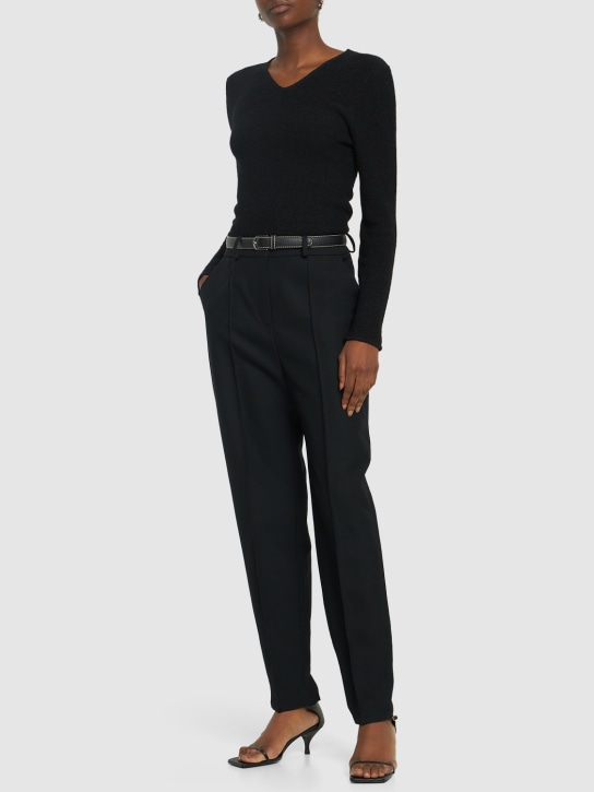 Toteme: 纸纱线圈绒针织上衣 - 黑色 - women_1 | Luisa Via Roma