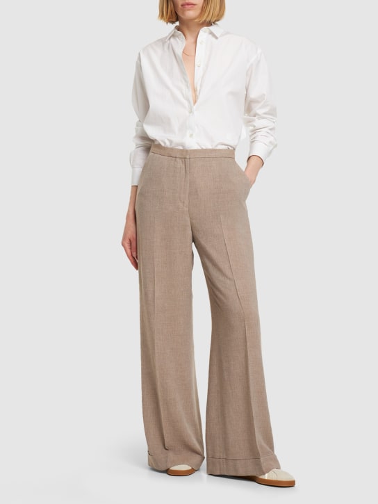 Toteme: Pantalones anchos de viscosa - Beige - women_1 | Luisa Via Roma