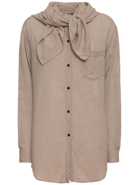 Toteme: Fluid viscose blend shirt w/scarf - Brown - women_0 | Luisa Via Roma