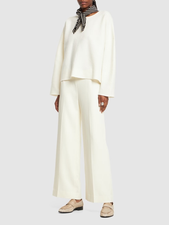 Toteme: Felted wool long sleeve top - White - women_1 | Luisa Via Roma