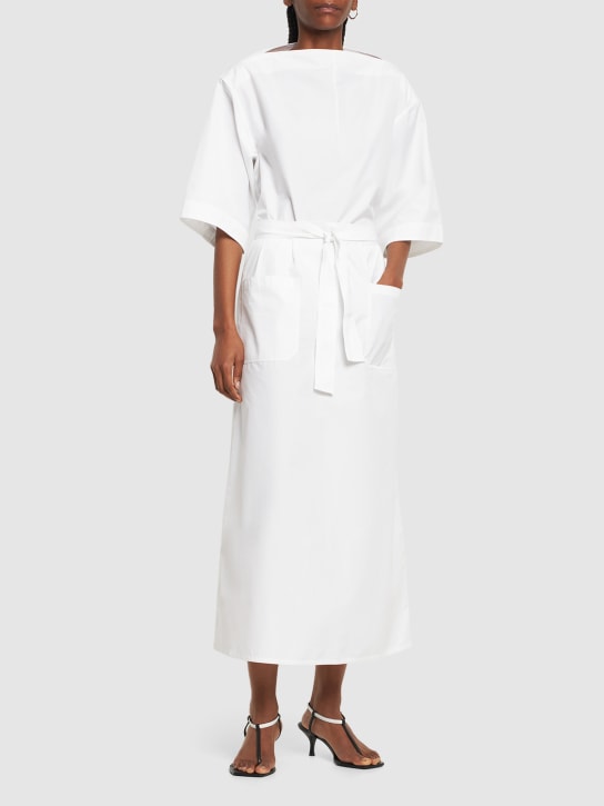 Toteme: Jupe midi en coton avec nœud - Blanc - women_1 | Luisa Via Roma