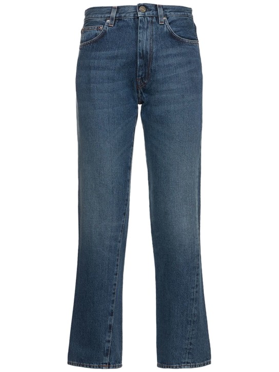 Toteme: Twisted seam cotton denim jeans - Mavi - women_0 | Luisa Via Roma