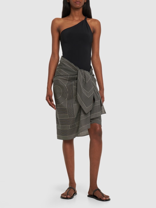 Toteme: Monogram cotton & silk wrap skirt - Black - women_1 | Luisa Via Roma