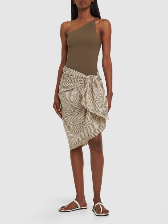 Toteme: Monogram cotton & silk wrap skirt - Beyaz - women_1 | Luisa Via Roma