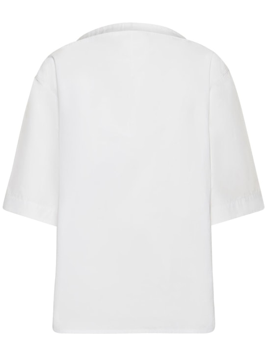 Toteme: Dart-neck cotton top - Beyaz - women_0 | Luisa Via Roma