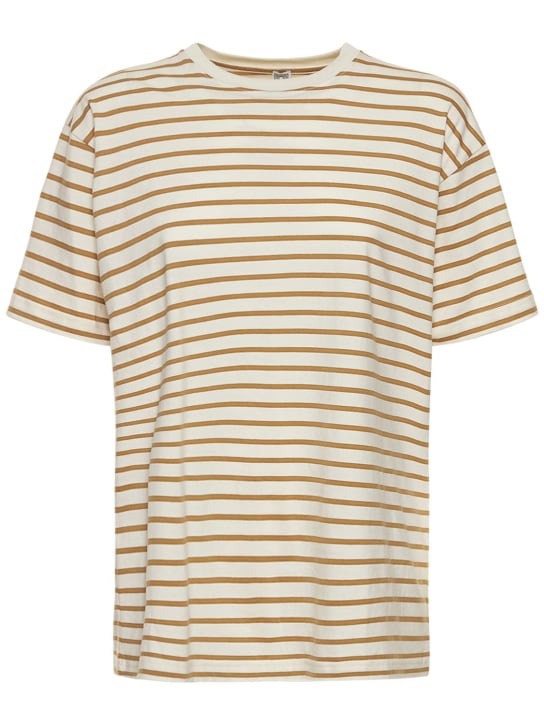 Toteme: T-shirt in cotone a righe - Beige - women_0 | Luisa Via Roma