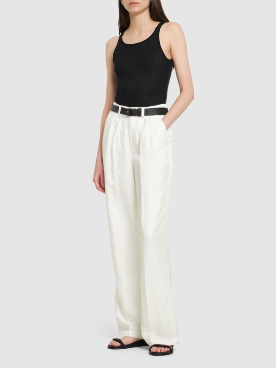ANINE BING: Carrie linen blend straight pants - White - women_1 | Luisa Via Roma