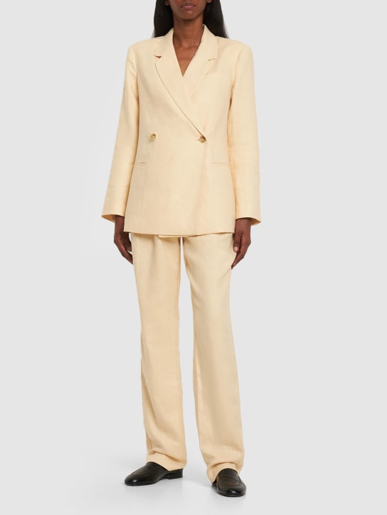 ANINE BING: Kaia linen blazer - Yellow - women_1 | Luisa Via Roma