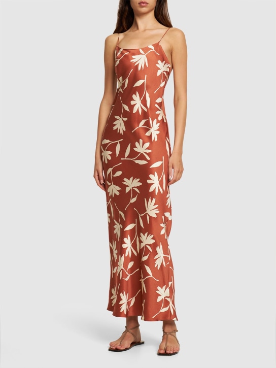 ANINE BING: Chloe printed silk satin long dress - Renkli - women_1 | Luisa Via Roma